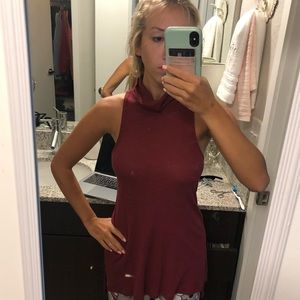 Red turtle neck tank top